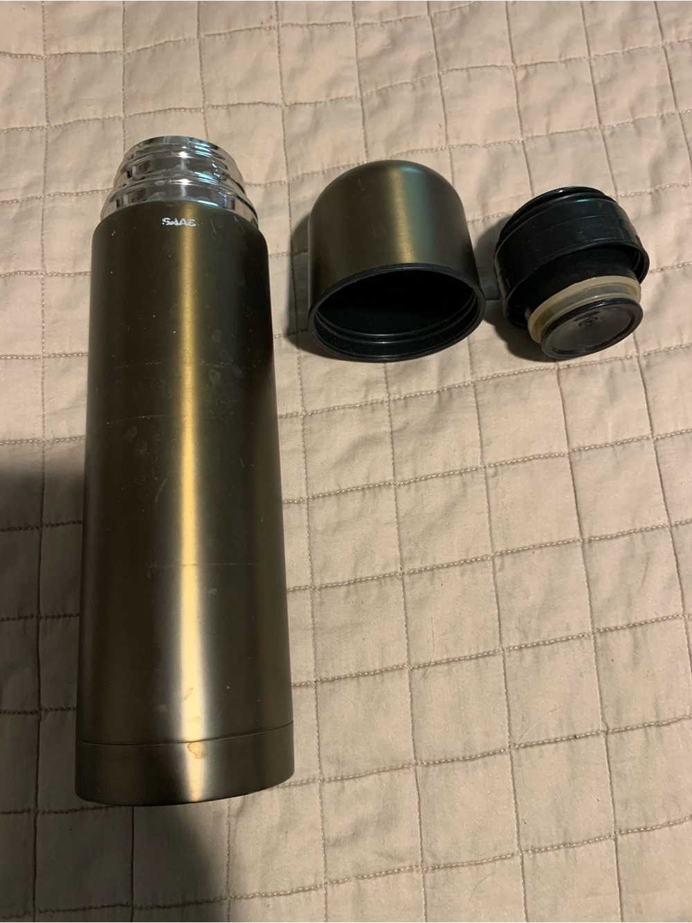 Olive Green Stainless Steel Vacuum Bottle with Cup Lid - Unbranded